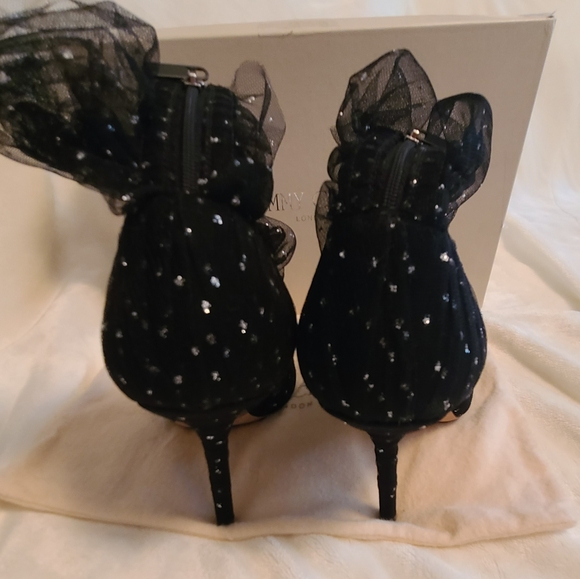 Jimmy Choo Black Gold Glitter Sparkle Tulle Mesh Sock Suede Stiletto Heel EU36.5 - Picture 7 of 12